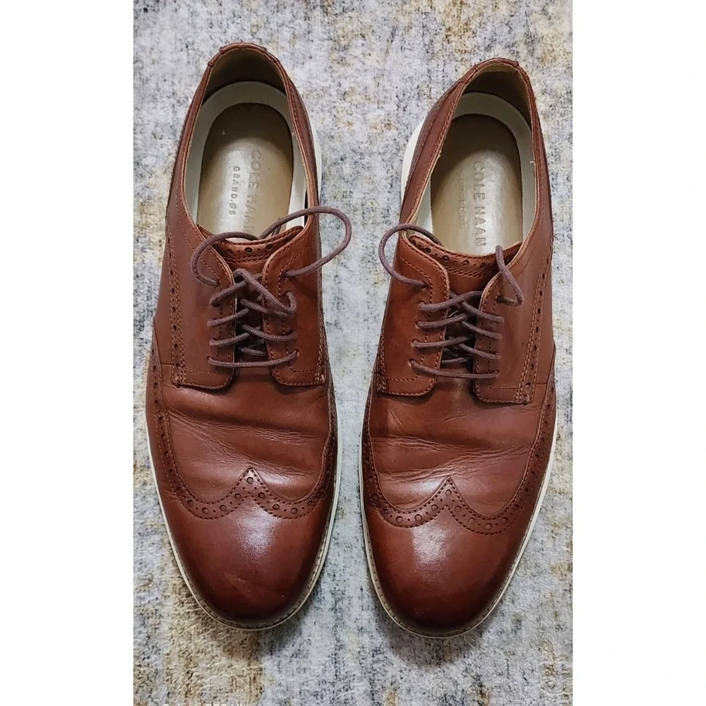 Cole Haan Men's Grand OS Brown Leather Wingtip Oxford Shoes C26471 Size 11.5 M